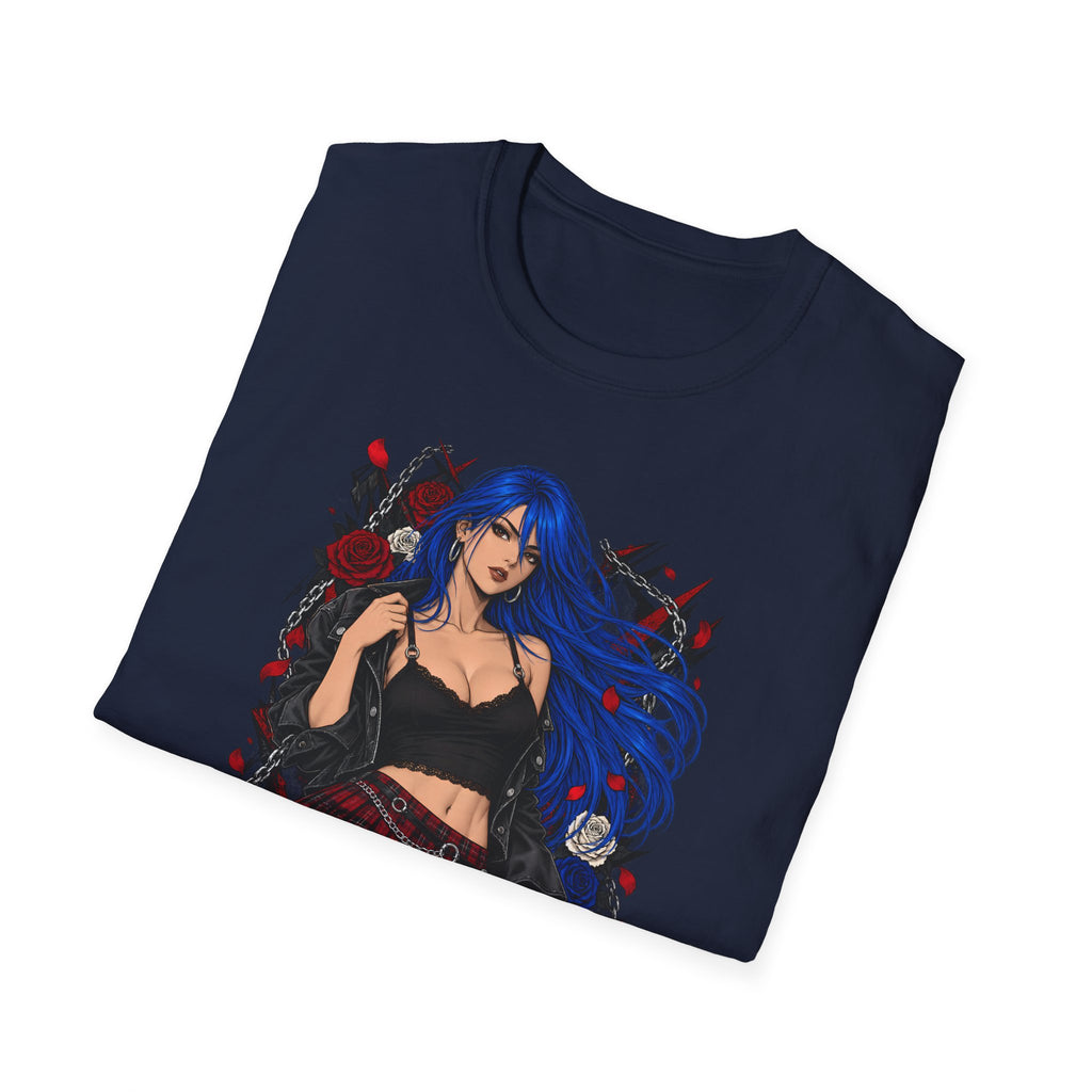 Blue Haired Rock Chick | Japanese Anime Style Pin-up Girl