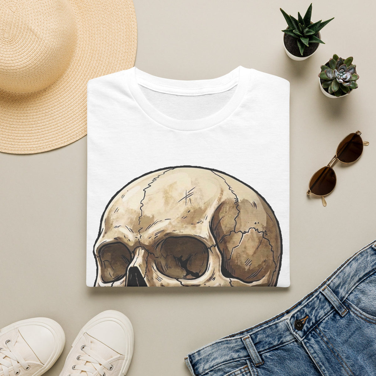 Skull Illustration T-Shirt — Vintage Anatomical Skull Tee