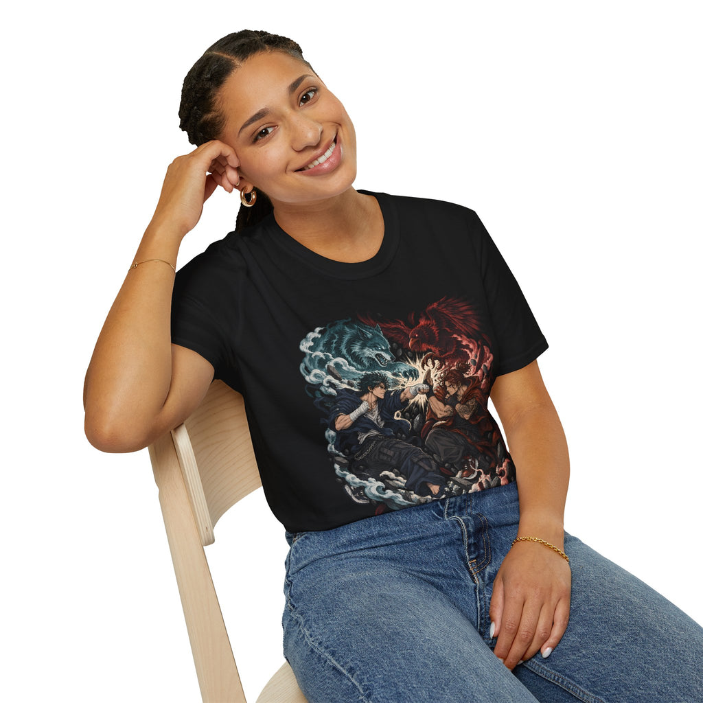 Yin Yang | Wolf Demon vs Phoenix | Japanese Anime Ninja T Shirt