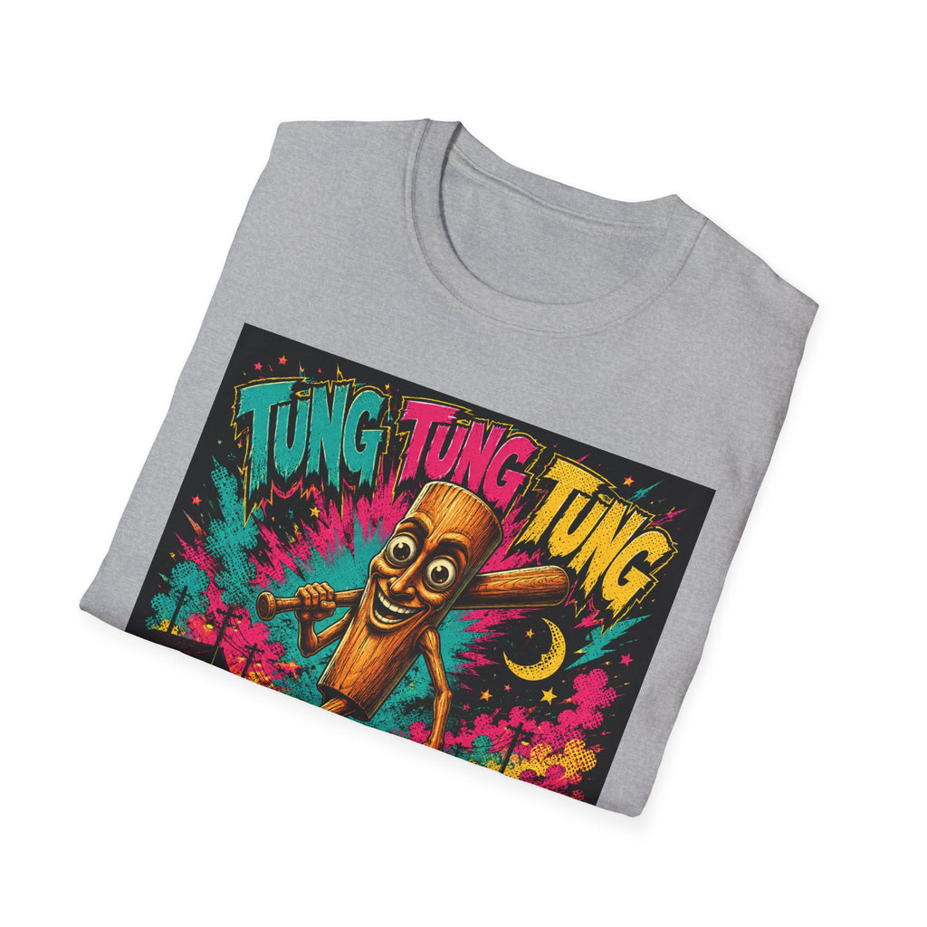 T-Shirt — Colorful 'Tung Tung Tung' Cartoon Log Design (Sahur)