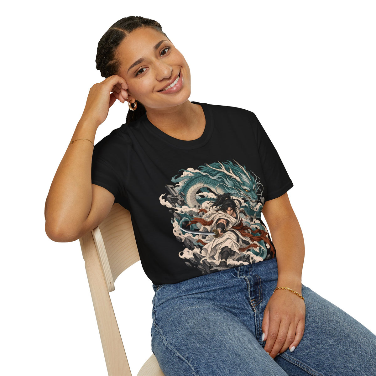 Mythic Dragon Warrior | Japanese Samurai and Serpent T Shirt