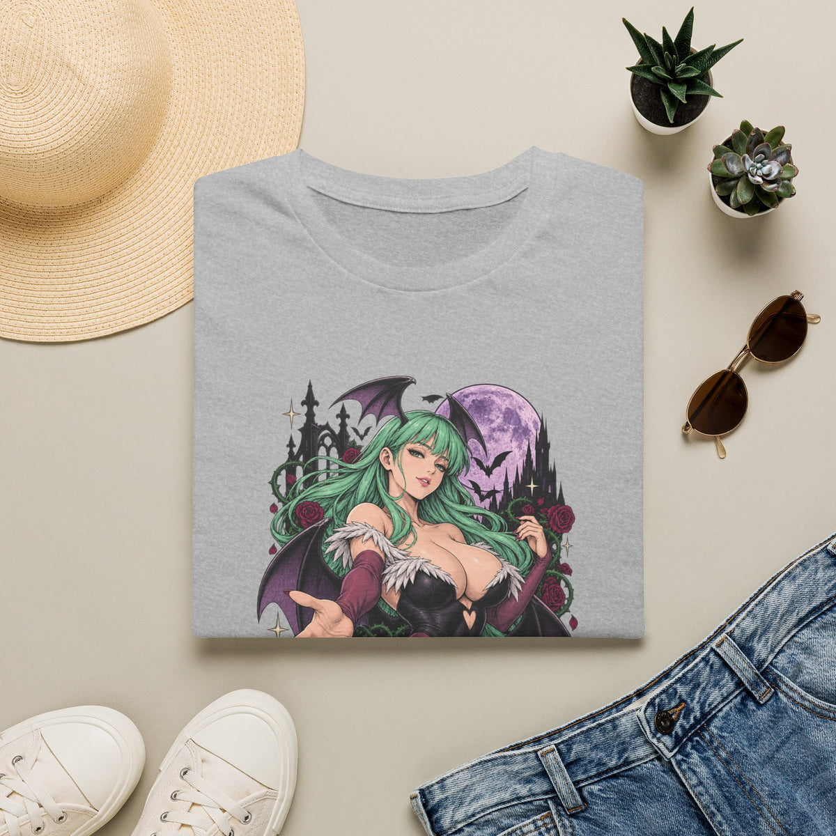 Morrigan | Sexy Succubus Pin Up Girl | Gothic Sorceress Halloween Gamer T-Shirt