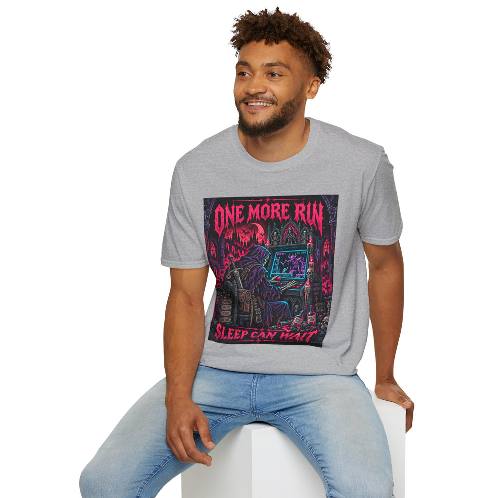 One More Run T‑Shirt — 'Sleep Can Wait' Retro Horror Gaming Tee