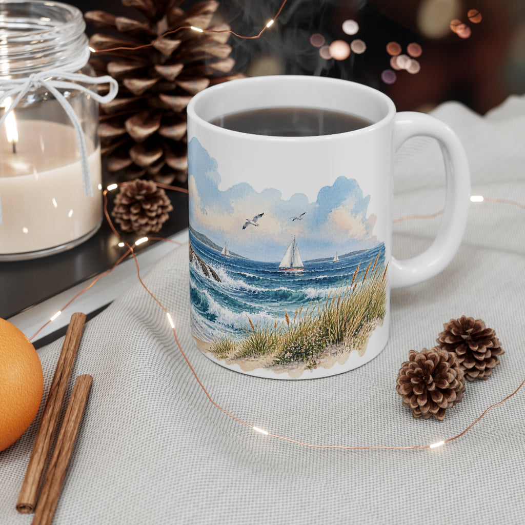 Lighthouse Watercolour Mug | Nautical Coastal Landscape