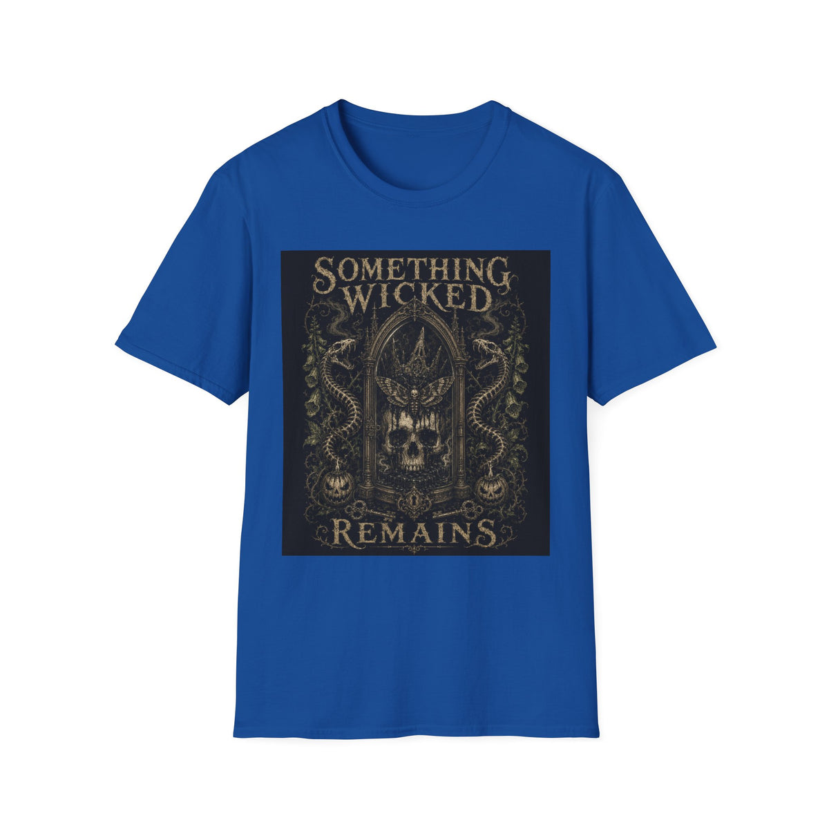 T-Shirt — "Something Wicked Remains" Gothic Skull Vintage Graphic