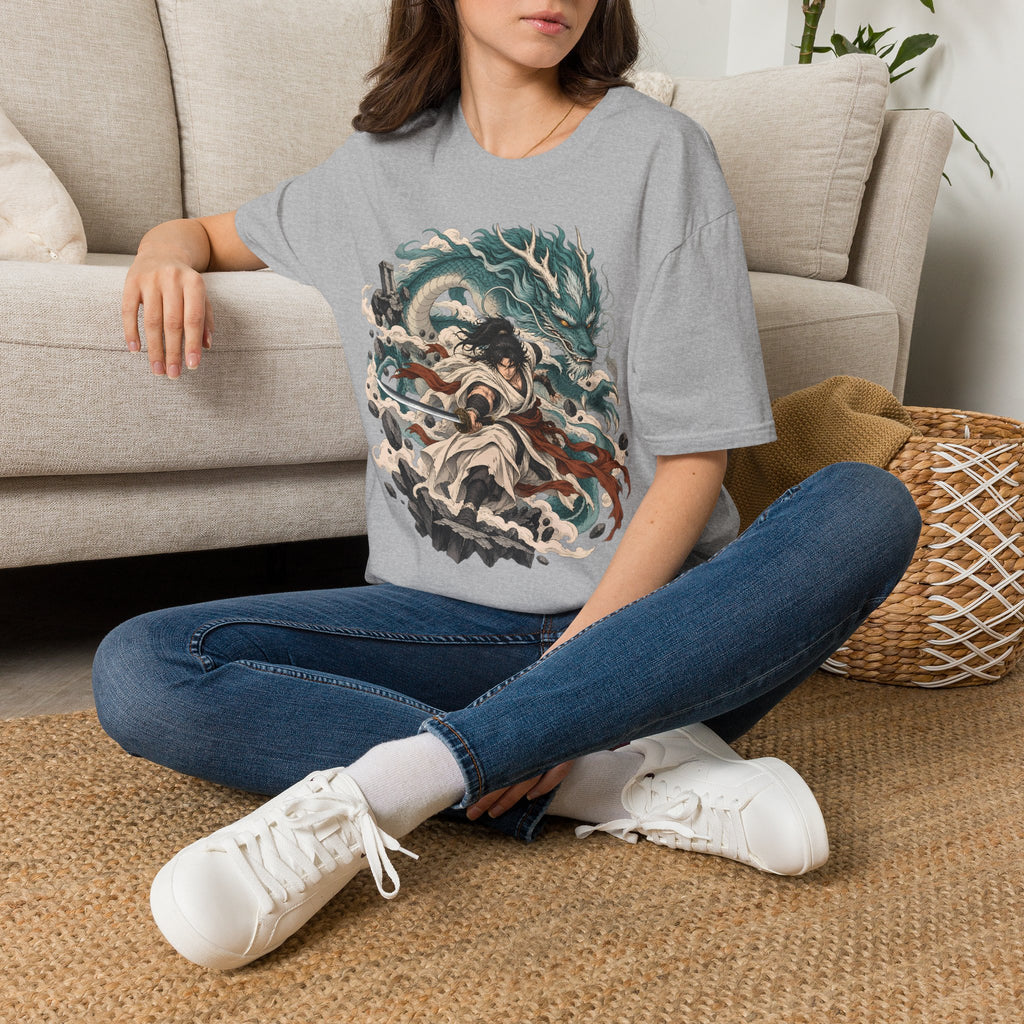 Mythic Dragon Warrior | Japanese Samurai and Serpent T Shirt