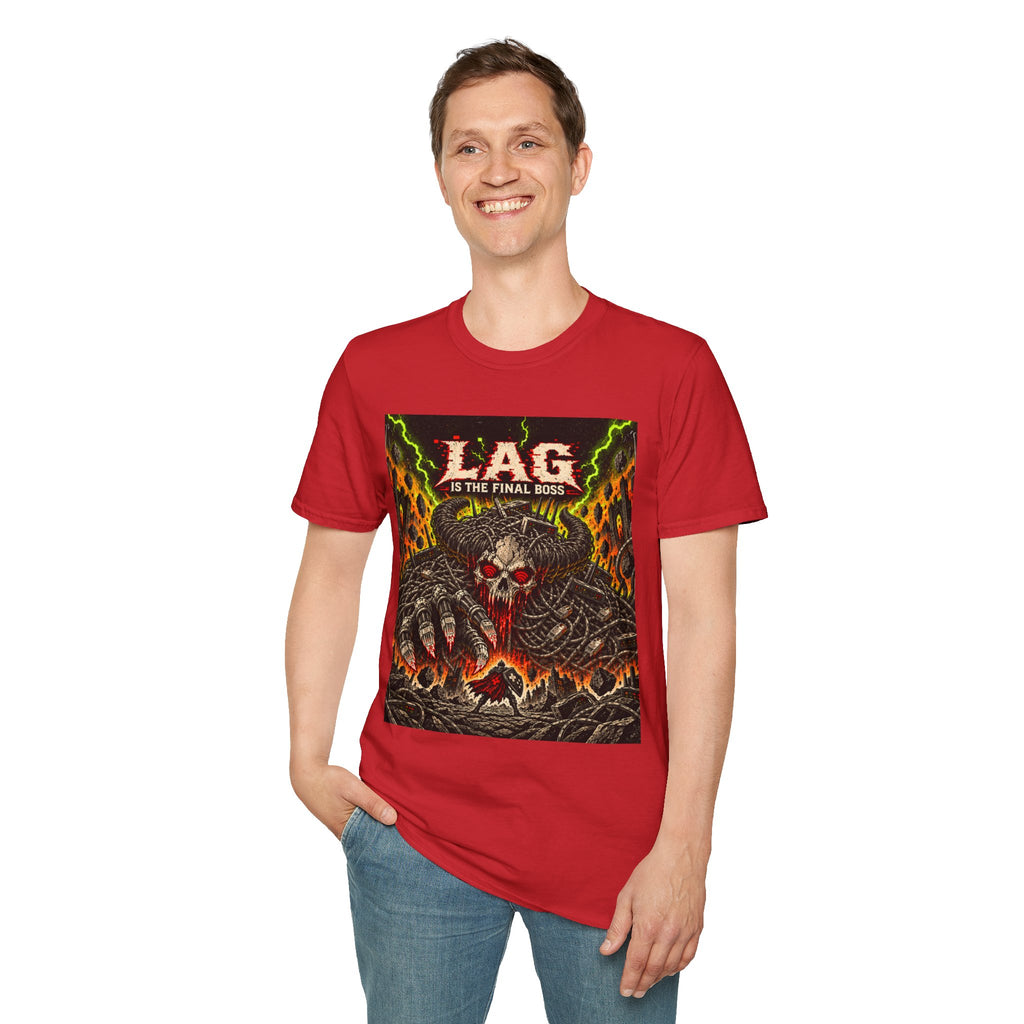 T-Shirt — "LAG Is The Final Boss" Retro Skull Gaming Tee