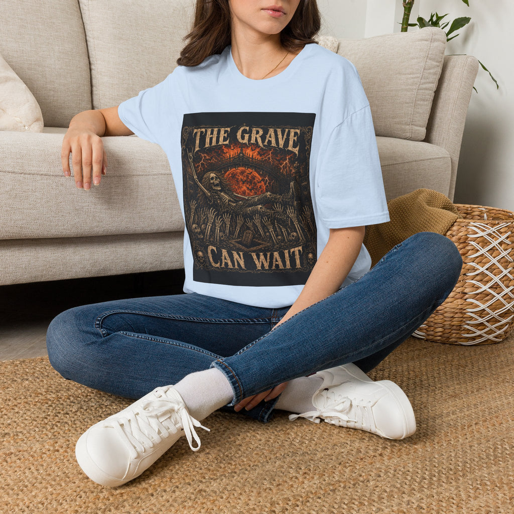 The Grave Can Wait T-Shirt — Vintage Skeleton Rock Gothic Tee
