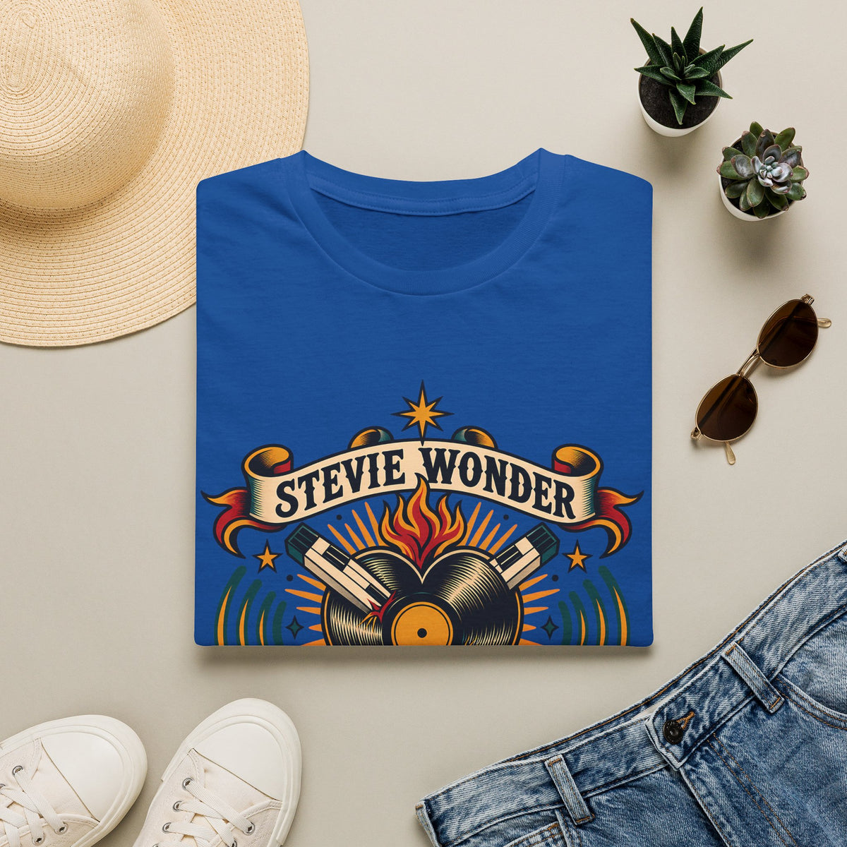 Stevie Wonder Vintage Record Tee - "50 Years in the Key" Graphic T-Shirt