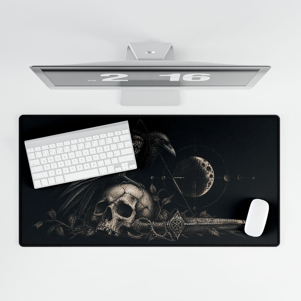 Mouse Mat | Gothic Raven & Skull | Dark Moon Gaming Desk Mat