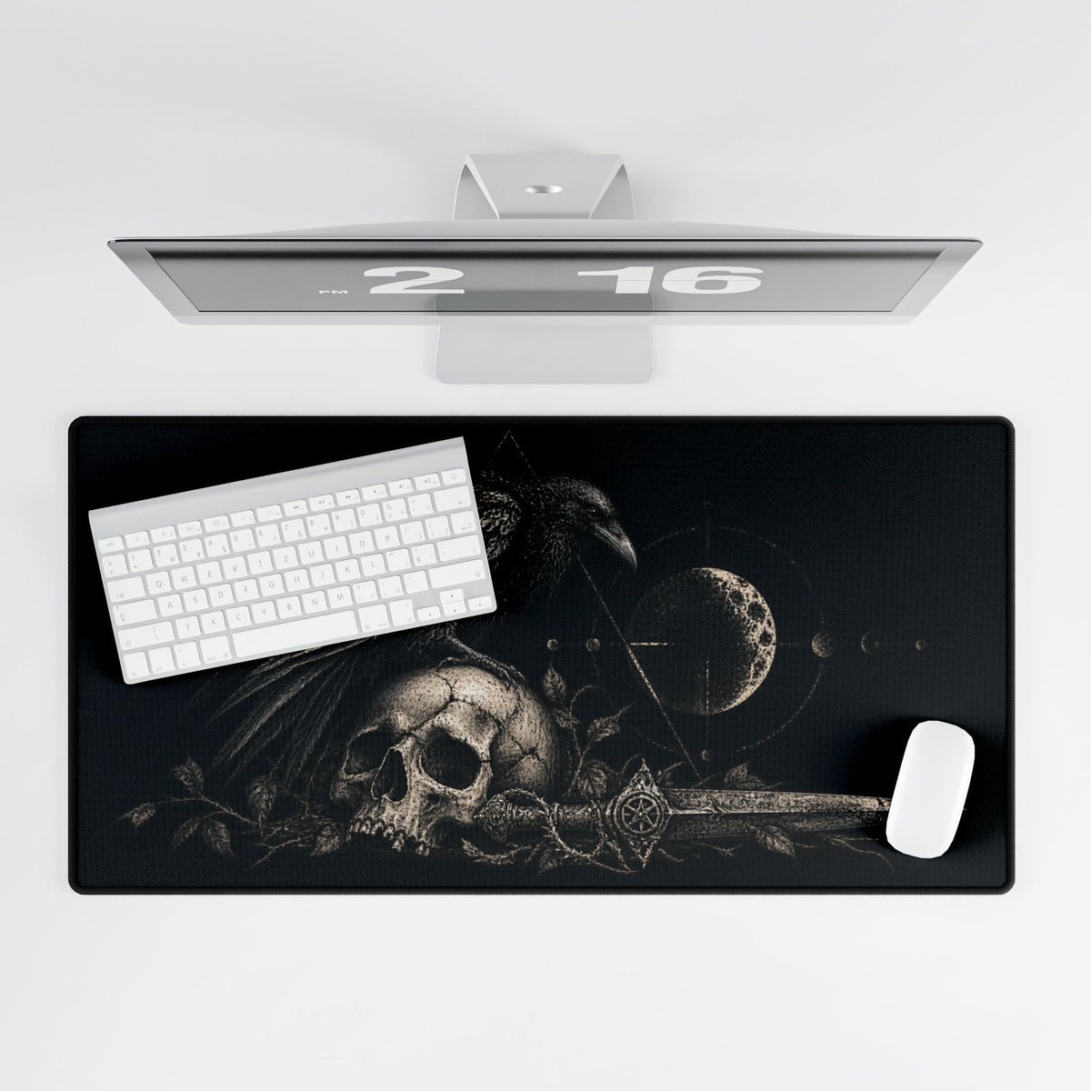 Mouse Mat | Gothic Raven & Skull | Dark Moon Gaming Desk Mat