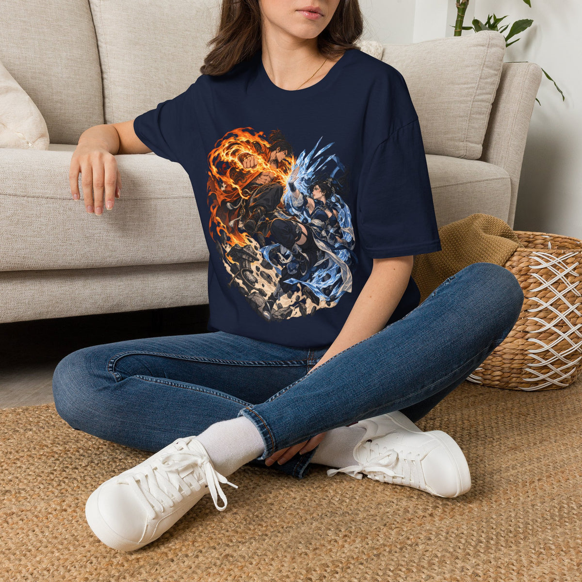 Elemental Battle | Fire vs Ice | Ninja Japanese Fantasy T-Shirt