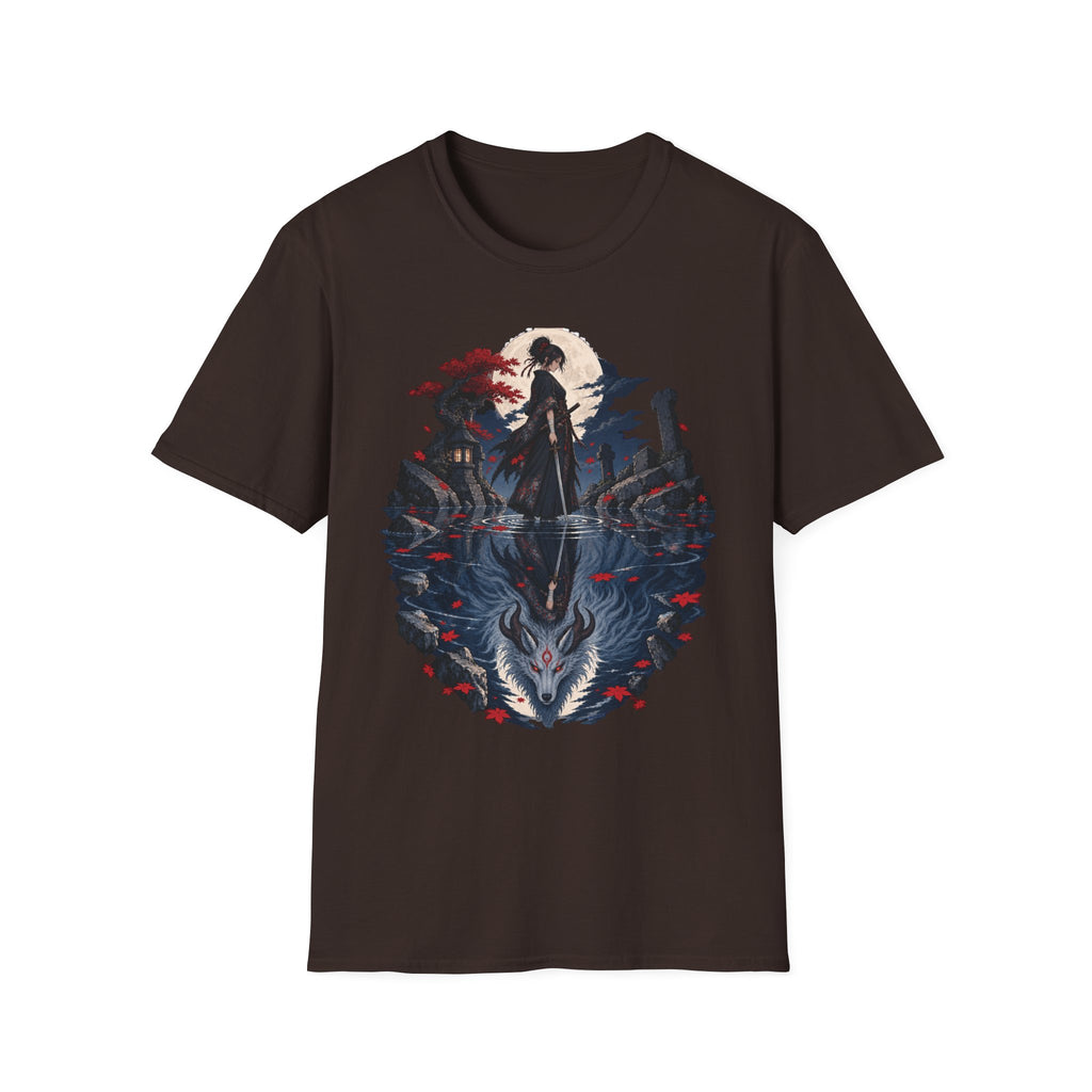 Reflection of a Monster | Moonlit Wolf Spirit T-Shirt | Samurai Silhouette Graphic Tee