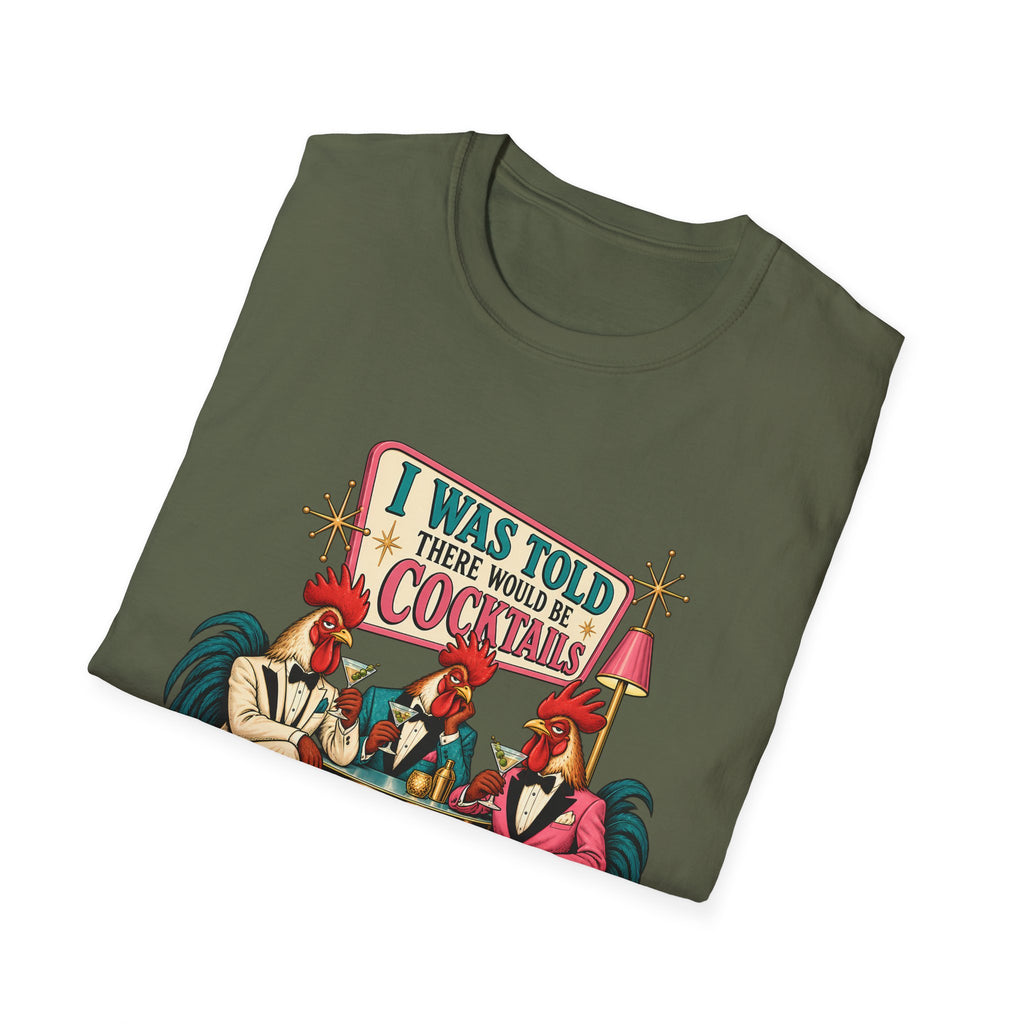 I Was Told There Would Be Cocktails T-Shirt | Retro Flamingo Bar Cocktail Tee