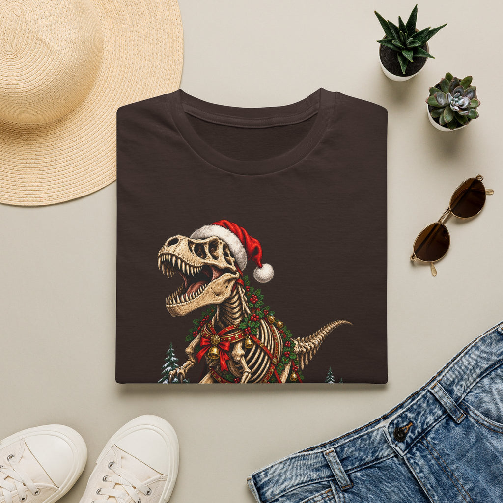 T-Rex Sleigh | Dinosaur Fossil Christmas T‑Shirt