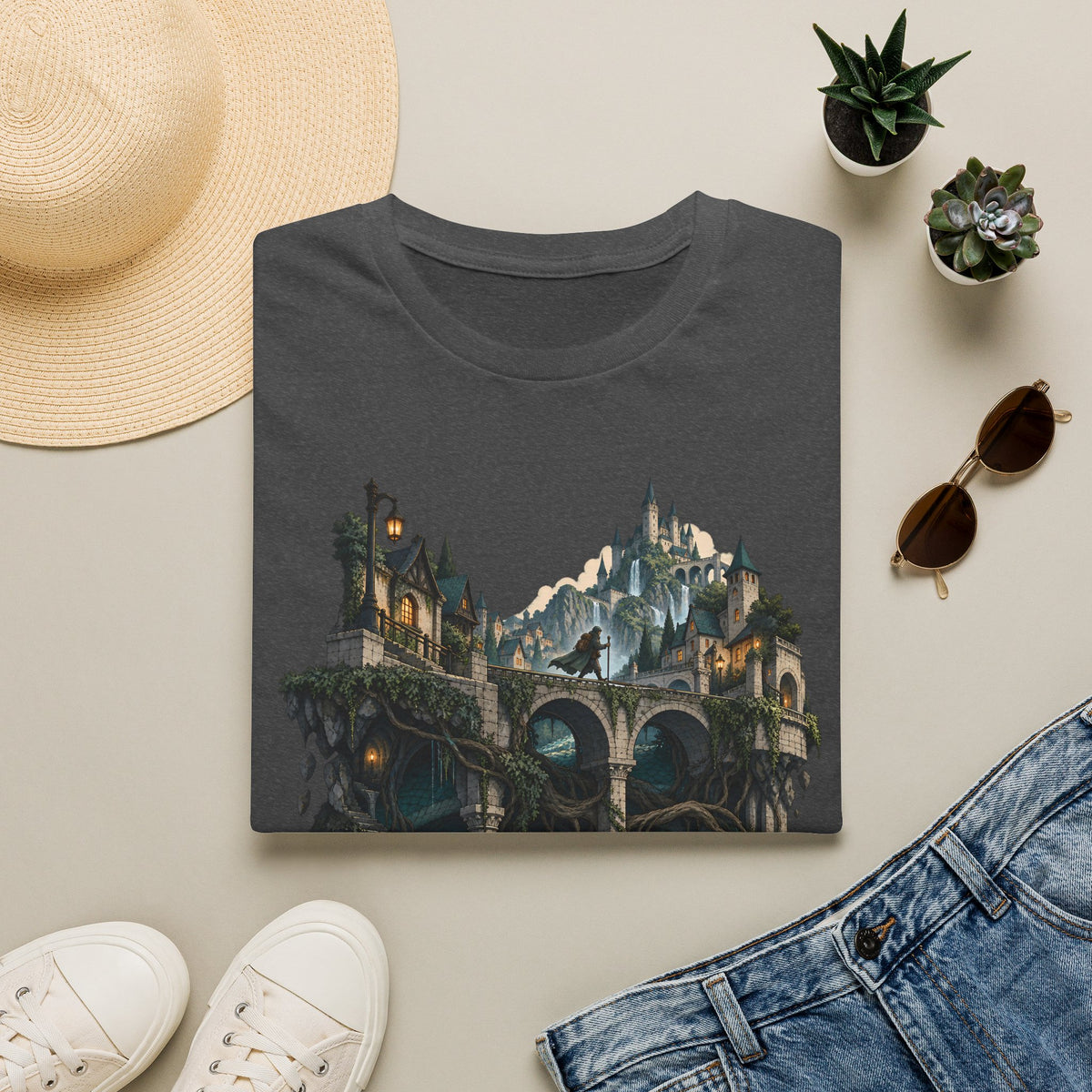 Quests and Adventures | Japanese Style | Anime Fantasy Dragon Castle T Shirt