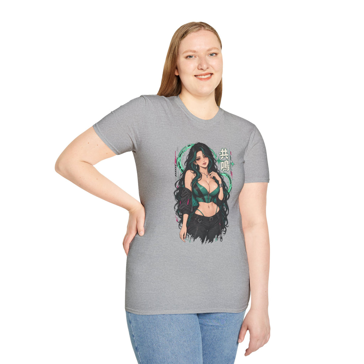 Jade | Sexy Anime Pin Up Girl | Waifu Graphic T‑Shirt