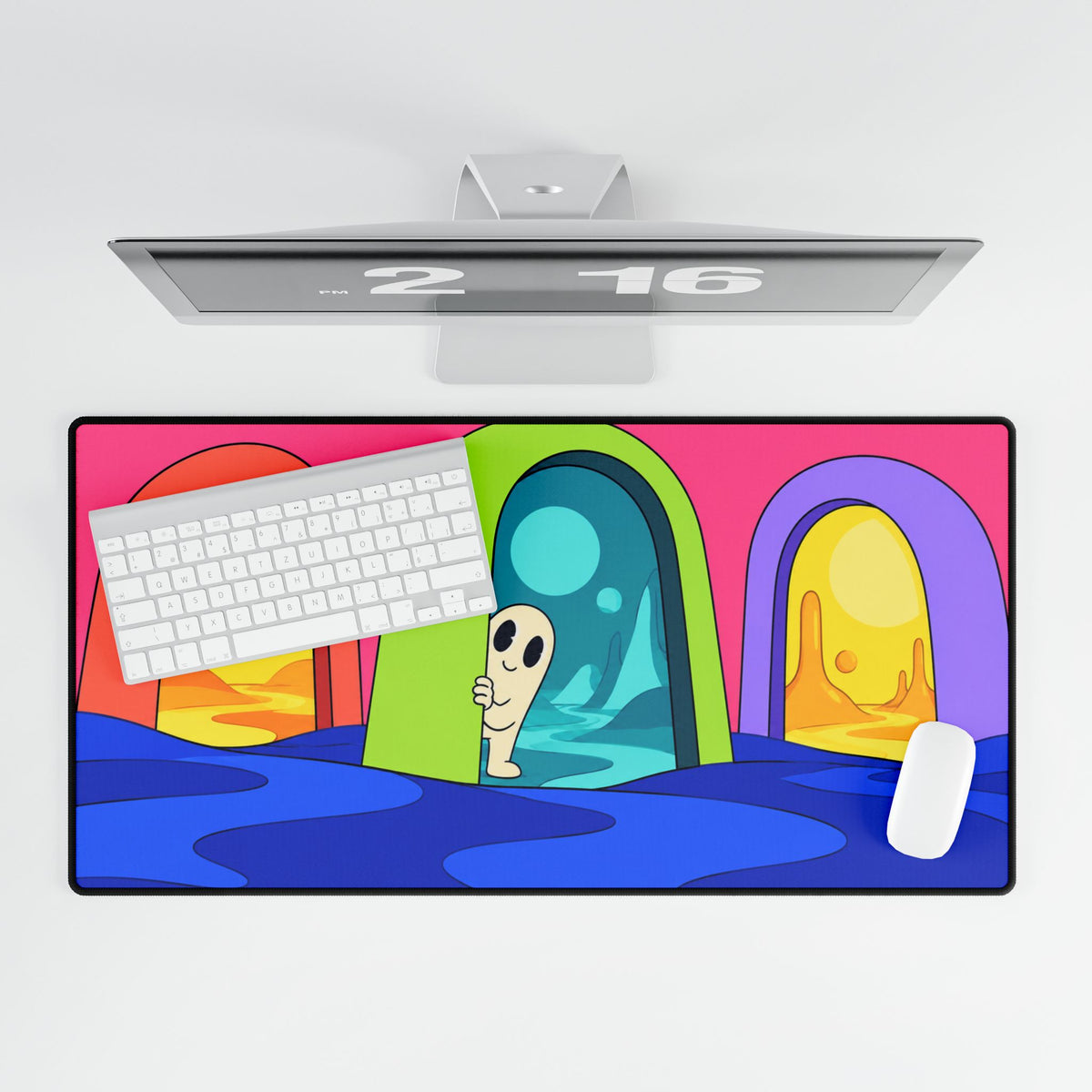 Colorful Alien Portal Desk Mat — Playful Gaming & Office Mousepad
