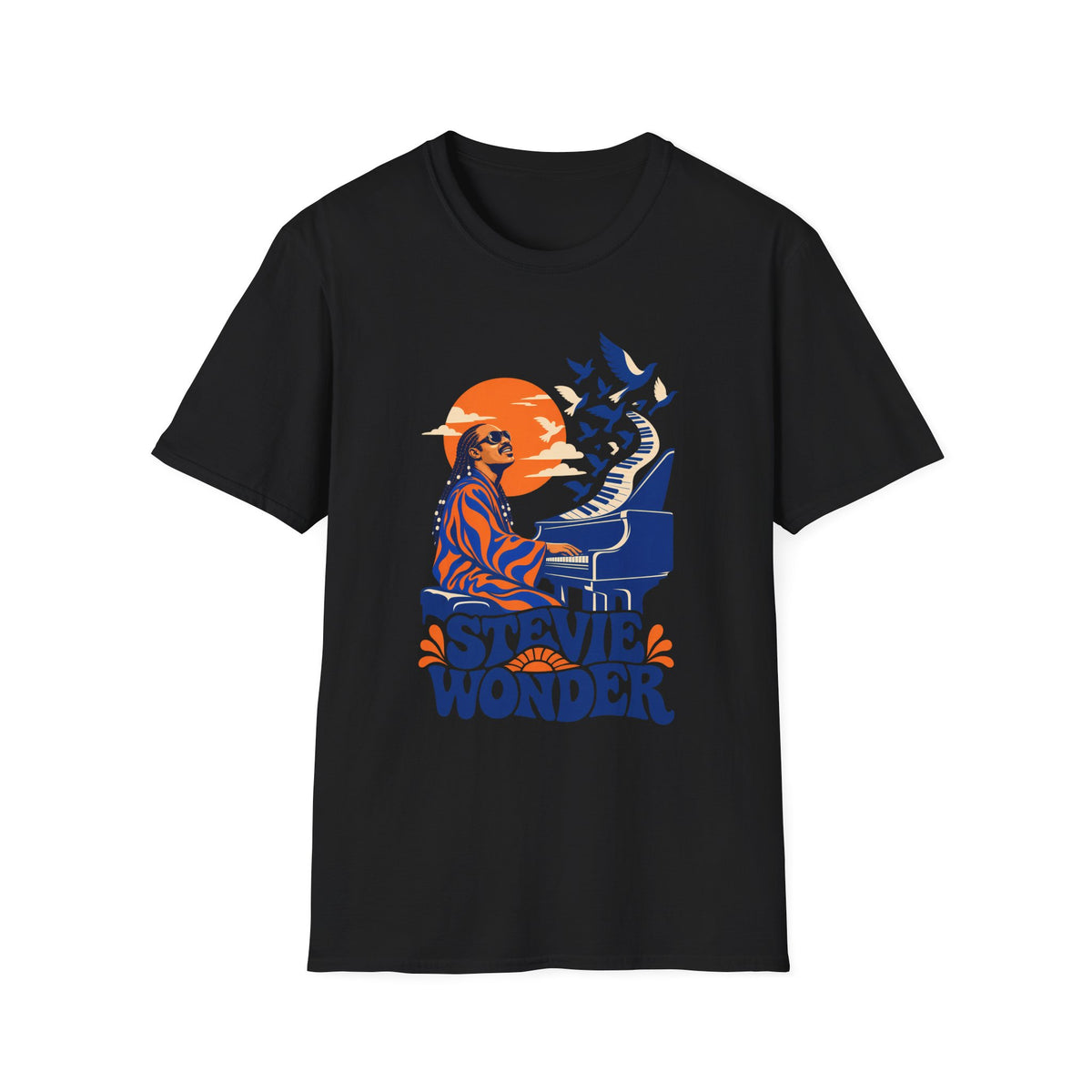 Stevie Wonder Piano Retro Tee - Vintage Sunset Music Legend T-Shirt
