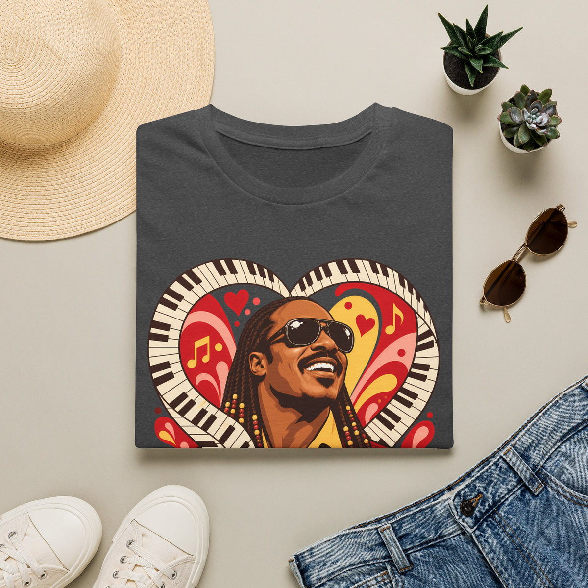Stevie Wonder Heart Graphic T-Shirt