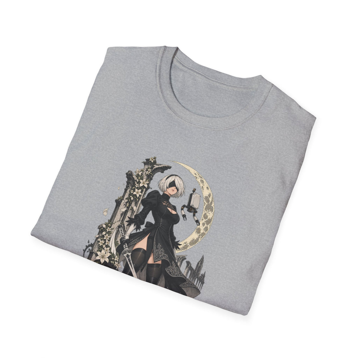 2B | Nie: Automata | Anime Gothic Warrior Moonlight Pin Up T-Shirt