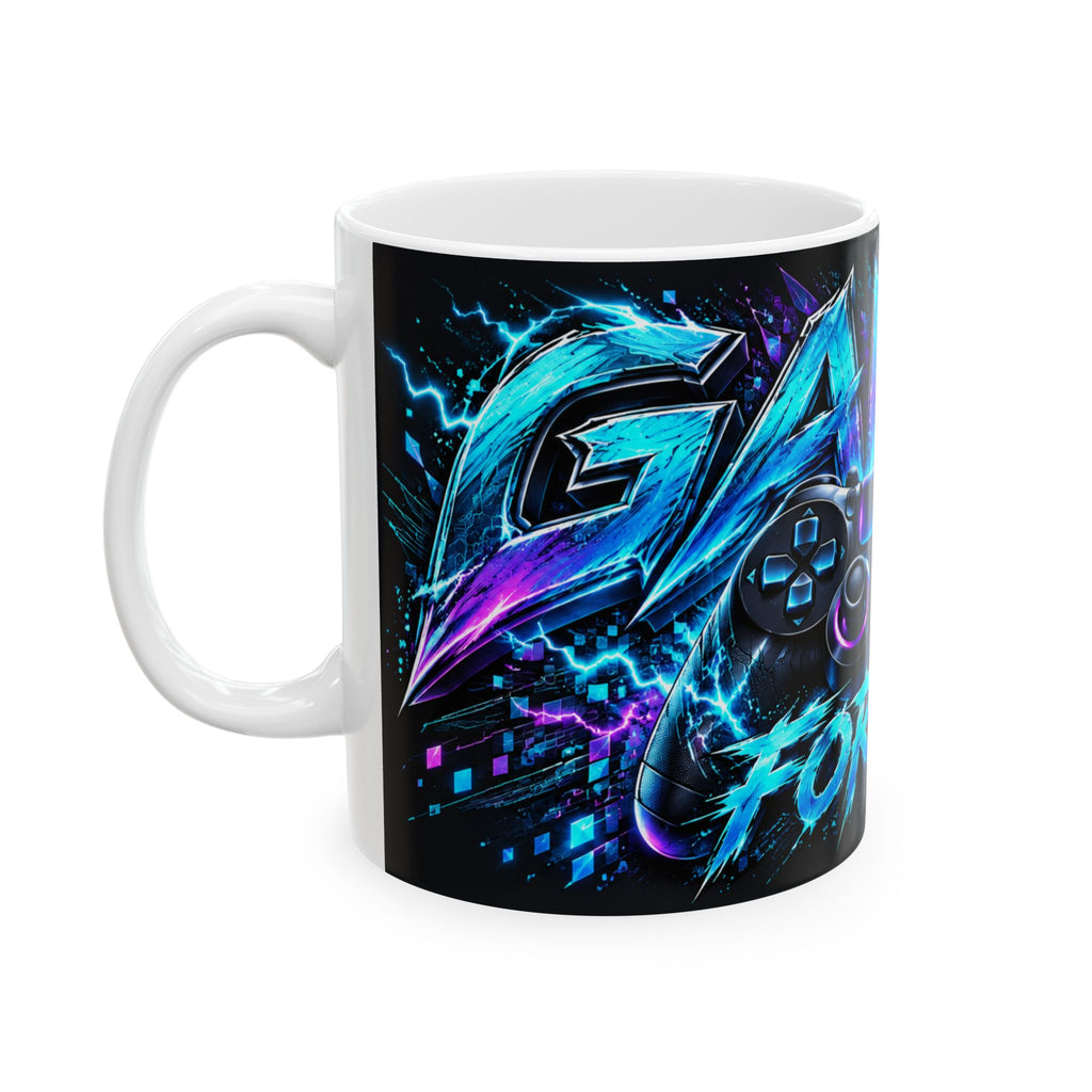 Ceramic Mug  | Gamer For Life | Neon Controller Coffee Cup (11oz/15oz)