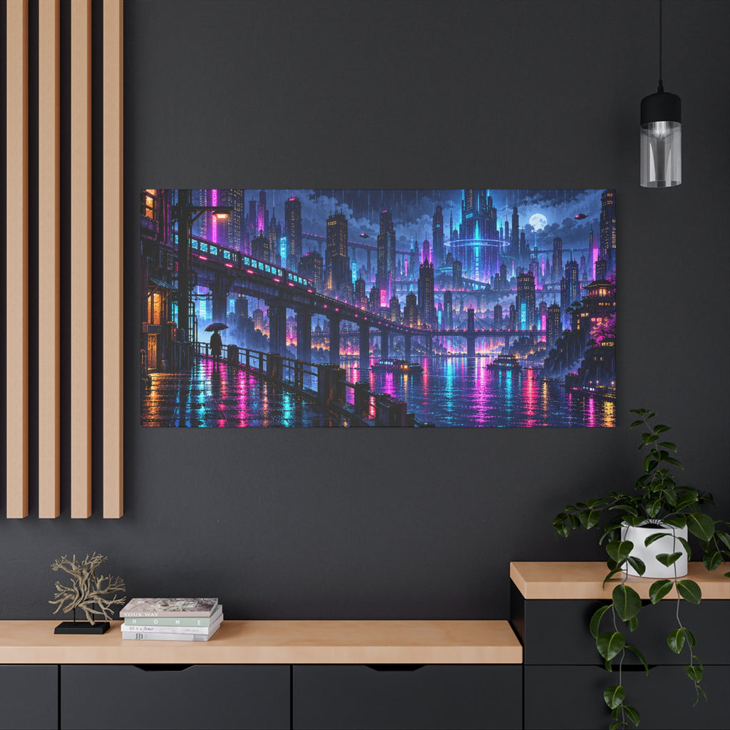 Pixel City Skyline Night
