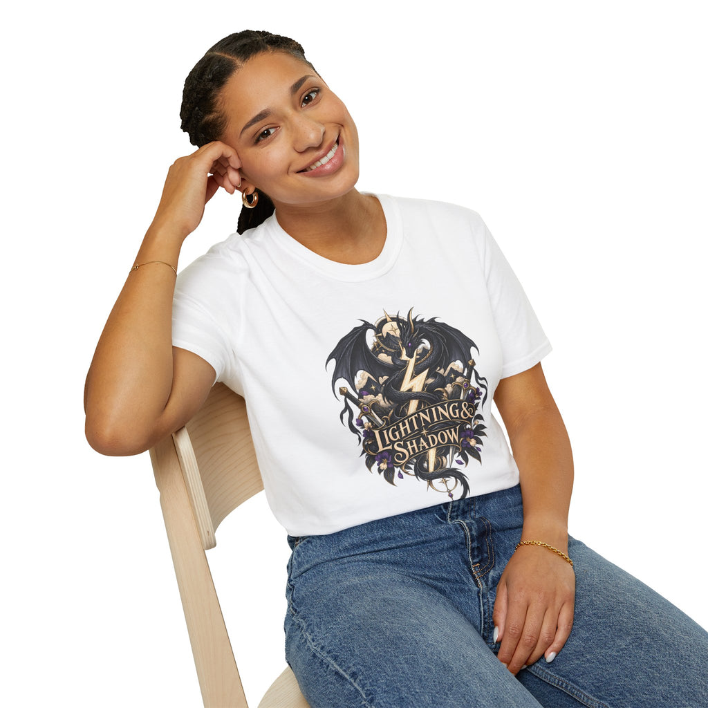 Lightning & Shadow | Onyx Storm Book Inspired Fantasy Dragon T-Shirt