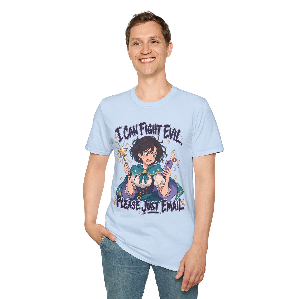Working Witch | I Can Fight Evil, Please Just Email | Cute Anime T Shirt