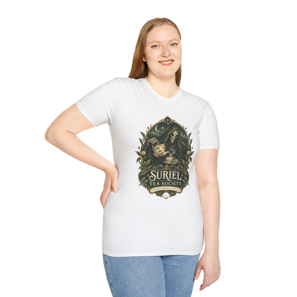 Suriel Tea Society | Freshley Brewed Gossip | ACOTAR Book Graphic T Shirt
