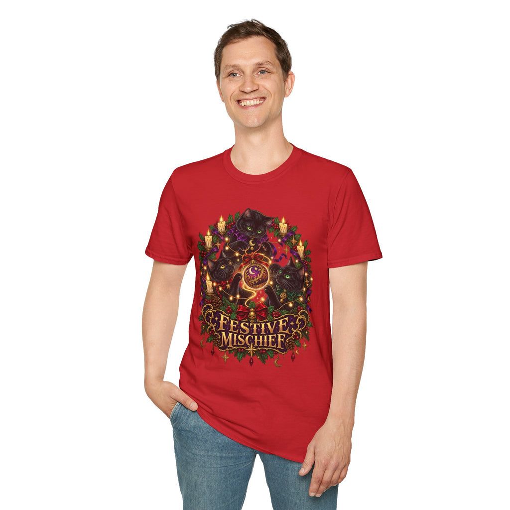 Festive Mischief | Cat Lover Christmas Holiday T-Shirt