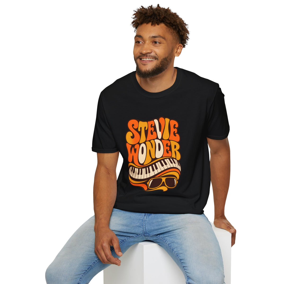 Stevie Wonder Piano Psychedelic Retro Band T-Shirt