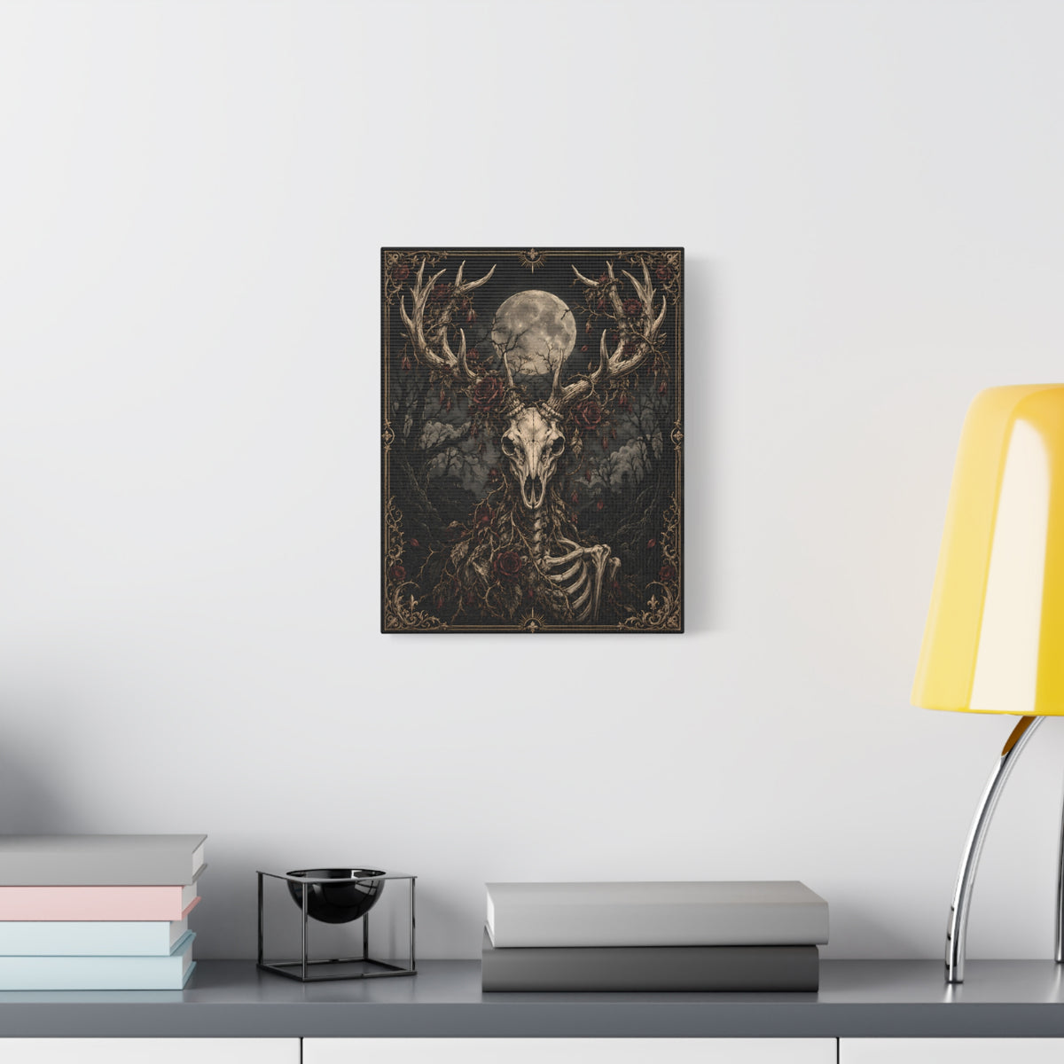 Canvas | Deer Skull Moonlit | Occult Wall Art