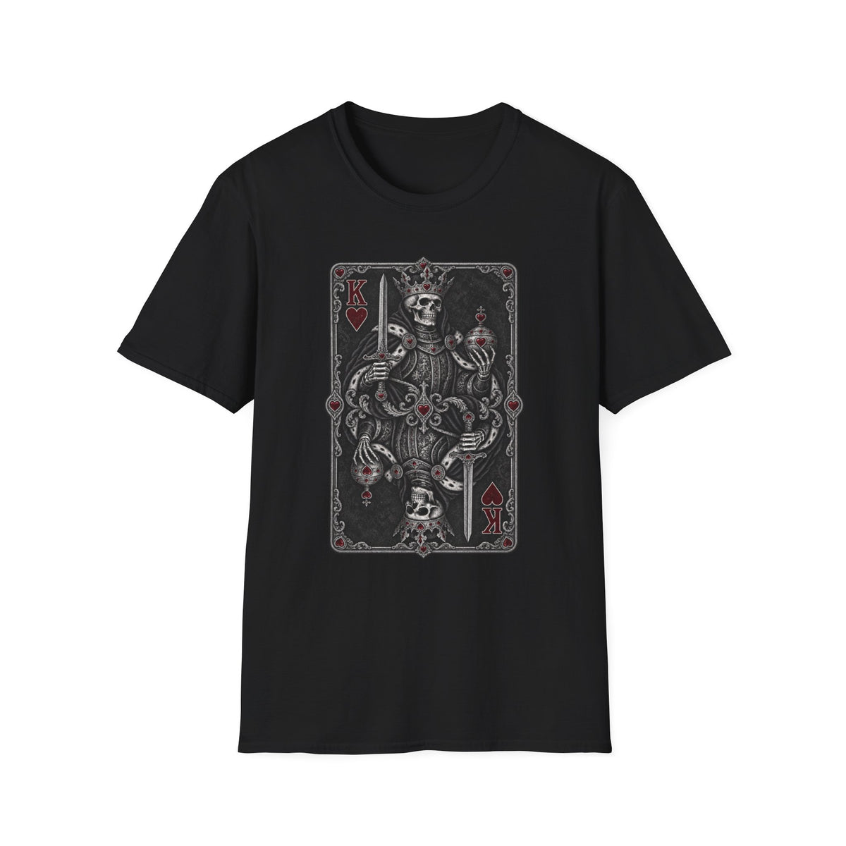 King of Hearts | Playing Card | Grey Scale T-Shirt