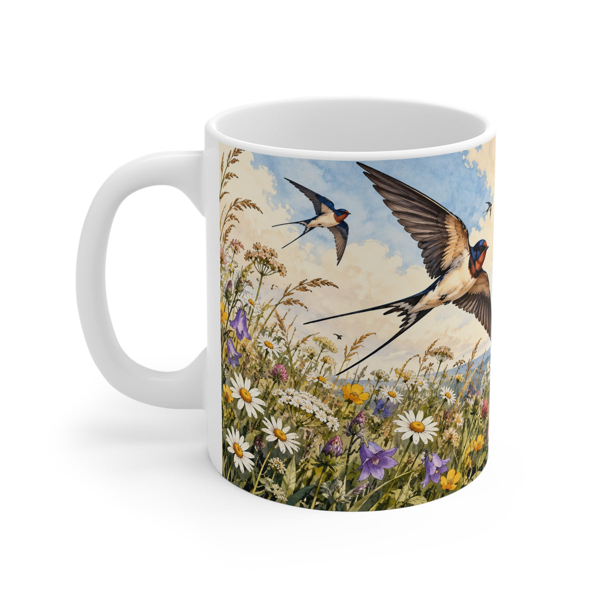 Swallows In Flight | Bird Watcher Coffee Cup Gift (11oz)