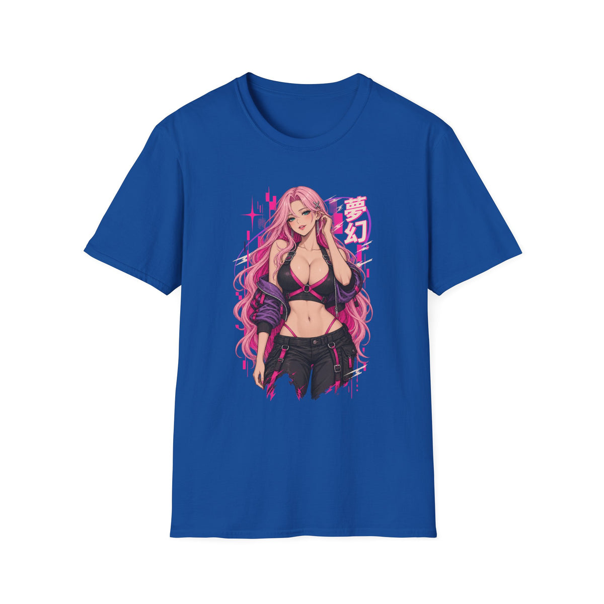 Cherry | Sexy Anime Pin Up Girl Pink Hair Waifu Cyberpunk T-Shirt