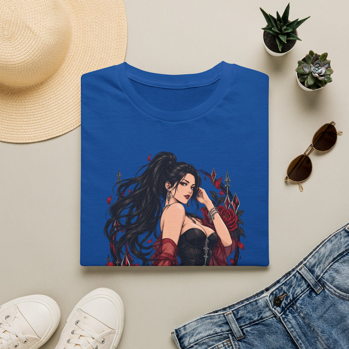 The Seducer | Sexy Black Haired Pony Tail Pin Up Girl Graphic Shirt