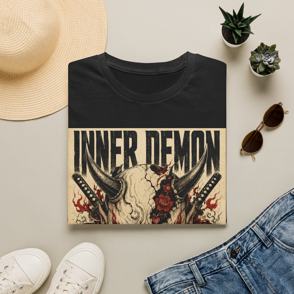 Inner Demon Graphic T-Shirt — Horror Skull Oni Design