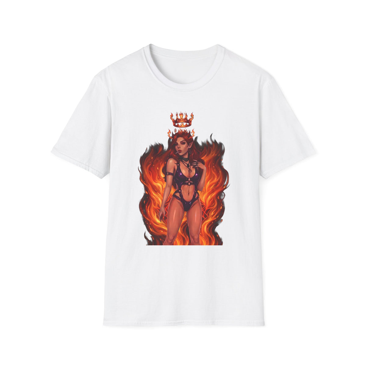 Flaming Witch Queen Graphic T-Shirt - Fire Witch Illustration Tee