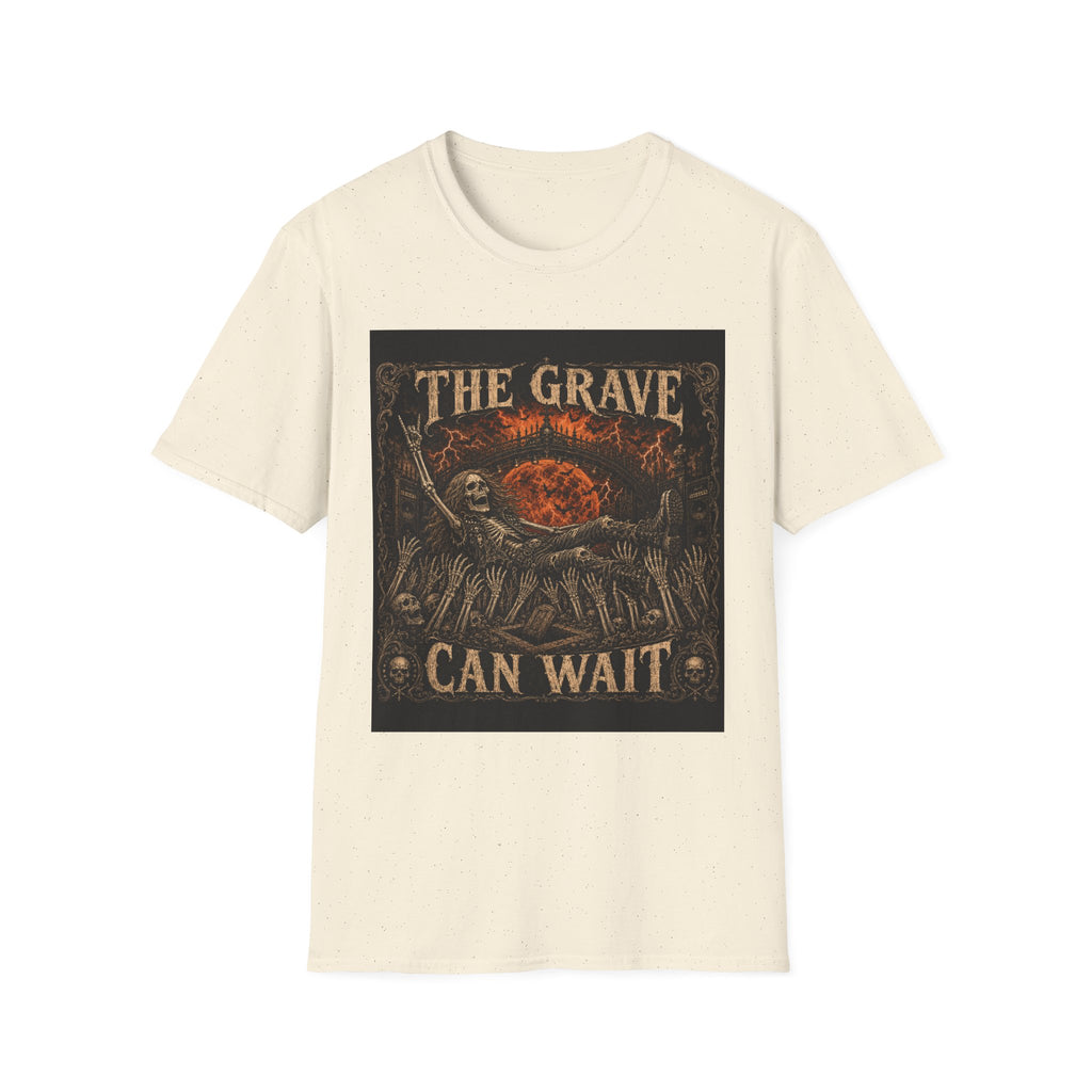 The Grave Can Wait T-Shirt — Vintage Skeleton Rock Gothic Tee