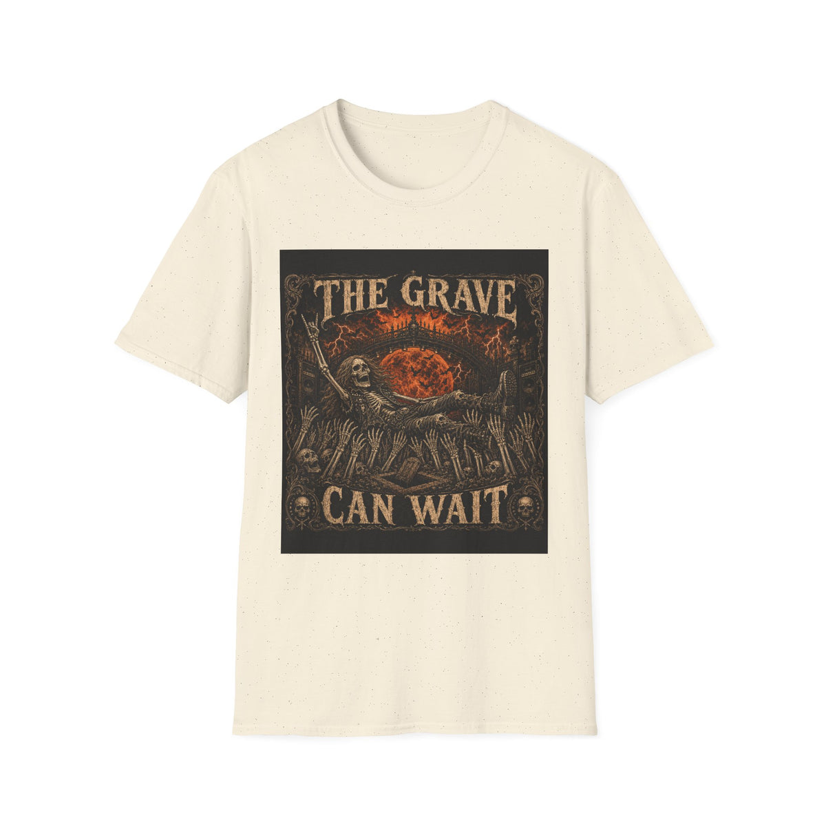 The Grave Can Wait T-Shirt — Vintage Skeleton Rock Gothic Tee