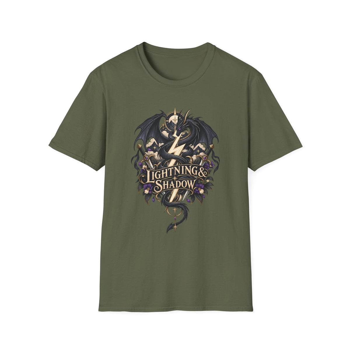 Lightning & Shadow | Onyx Storm Book Inspired Fantasy Dragon T-Shirt