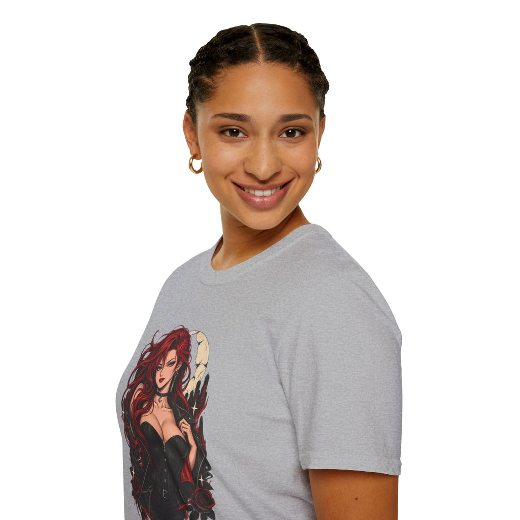 Crimson Dusk | Sexy Gothic Hannya Mask Pin up Woman T-Shirt