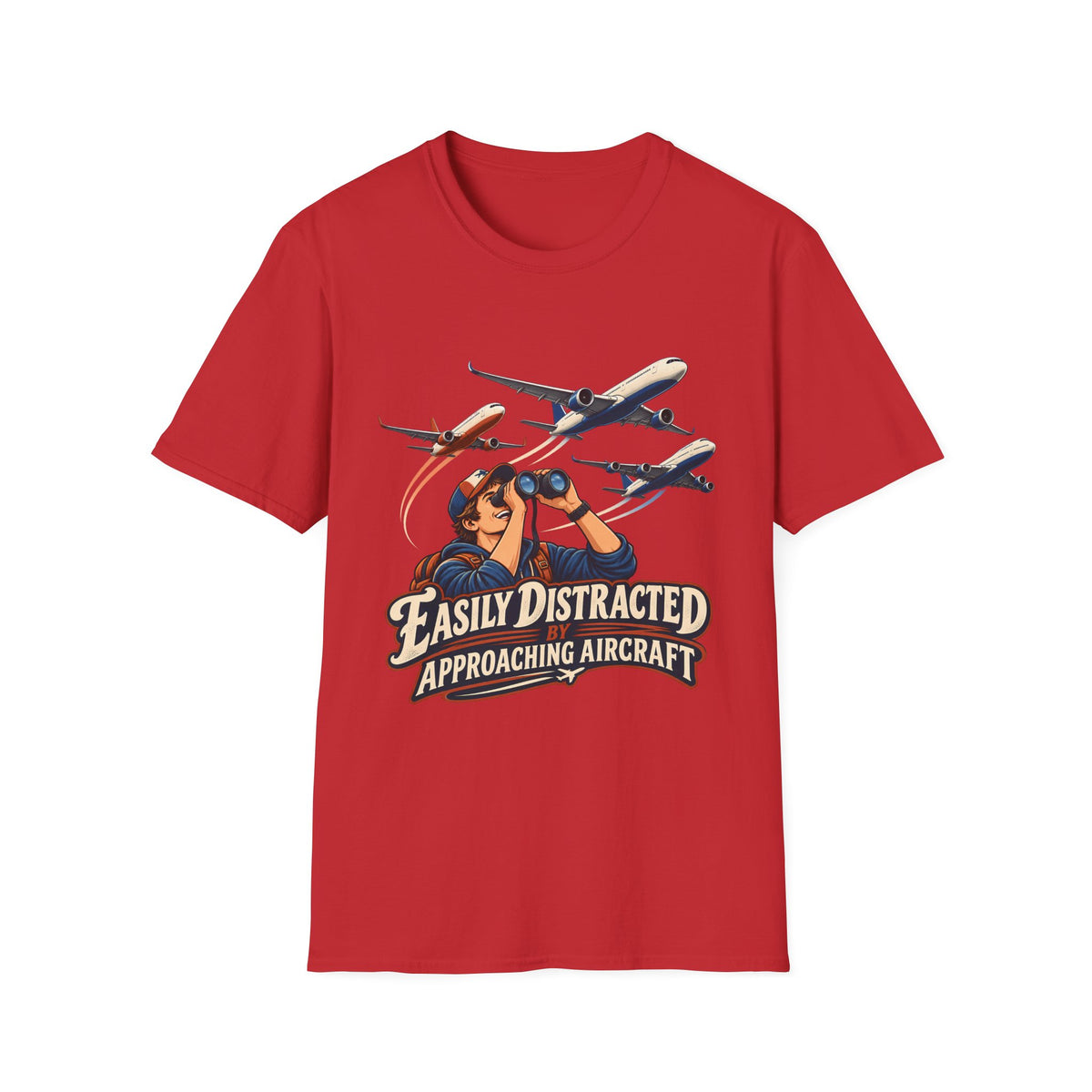 Aviation Enthusiast T-Shirt | Easily Distracted Approaching Aircraft | Plane Spotter Tee