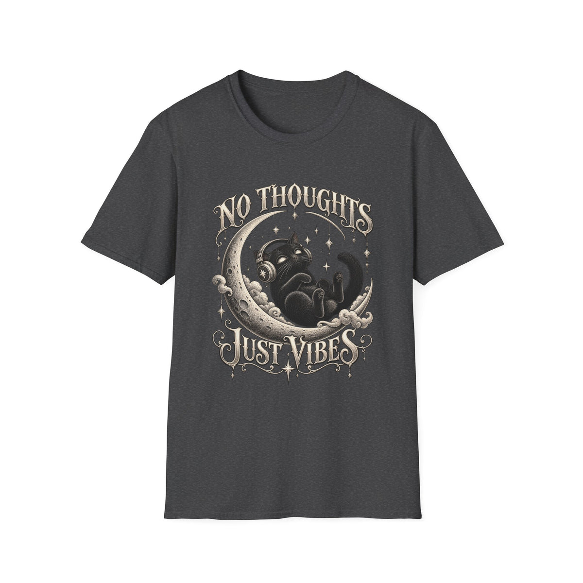No Thoughts Just Vibes | Moon & Stars Retro Chill Graphic Tee