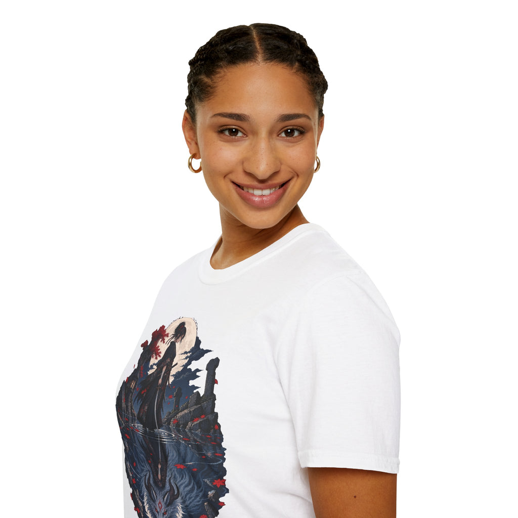Reflection of a Monster | Moonlit Wolf Spirit T-Shirt | Samurai Silhouette Graphic Tee