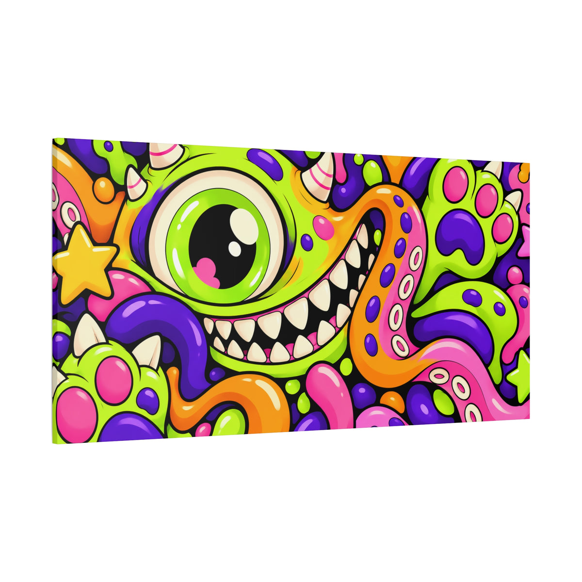 Wall art | Monster Mash: Neon Cartoon Monster Print