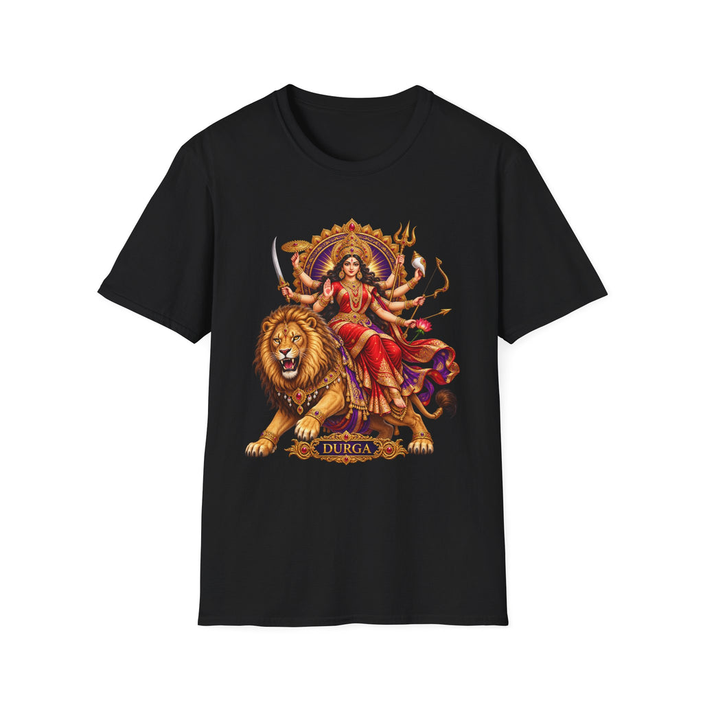 Durga Hindu Goddess T-Shirt, Lion Warrior Goddess Illustration