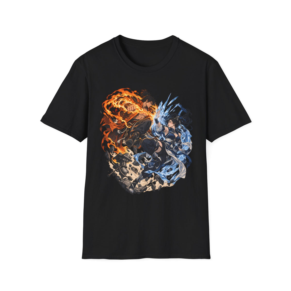 Elemental Battle | Fire vs Ice | Ninja Japanese Fantasy T-Shirt