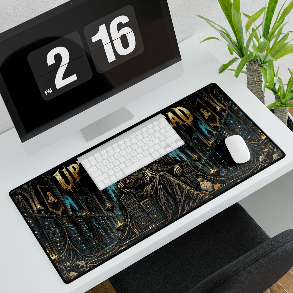 Uptime: Undead Gaming Desk Mat | Gothic Skeleton Throne Extended Mousepad